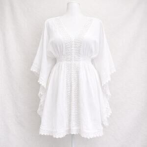 Cotton Natural Swim Cover Dress Medium White